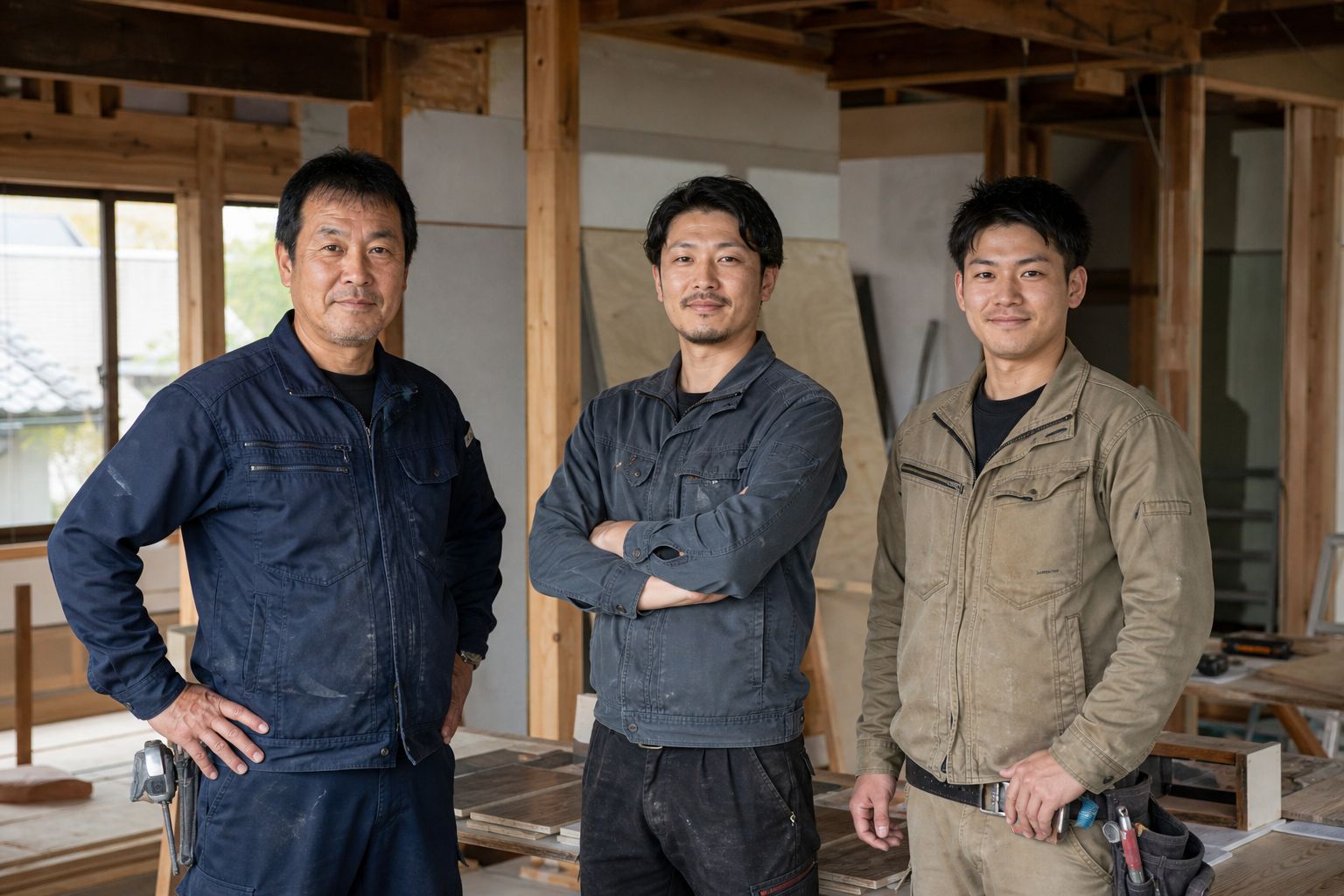 施工チームの3人